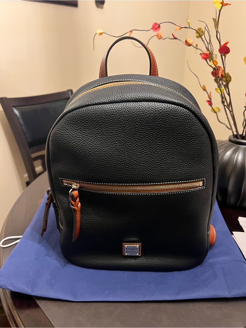 Dooney & Bourke Ronnie Black Pebbled Leather Mini Backpack